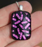 Handmade Pink Dichroic Pendant Necklace Sprinkle pattern Fused Glass  SKU F25