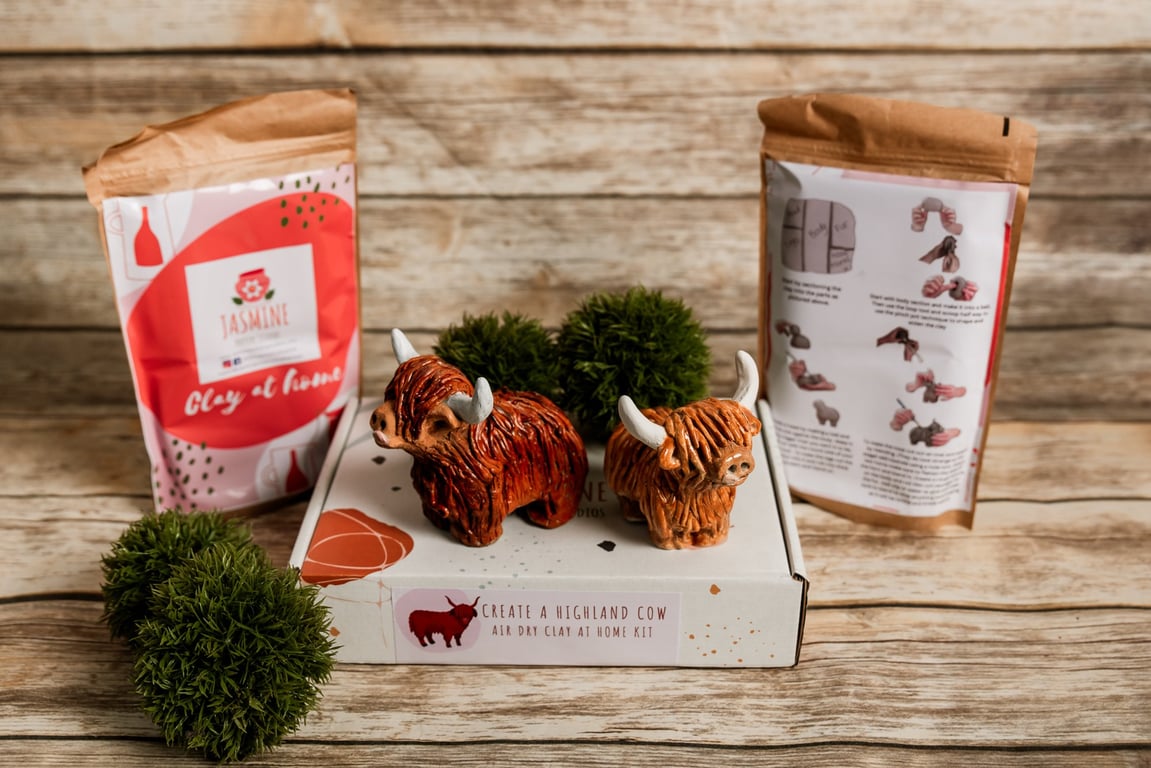 Highland Cow Clay Kit for Two - Air Dry Clay Craft, Couples Gift
