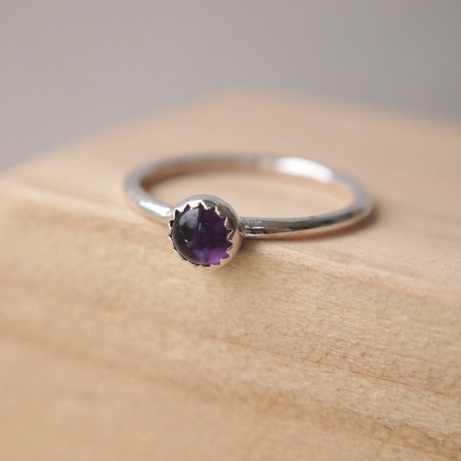 Amethyst Silver Gemstone Ring