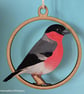 Hanging wooden decoration of a Bullfinch