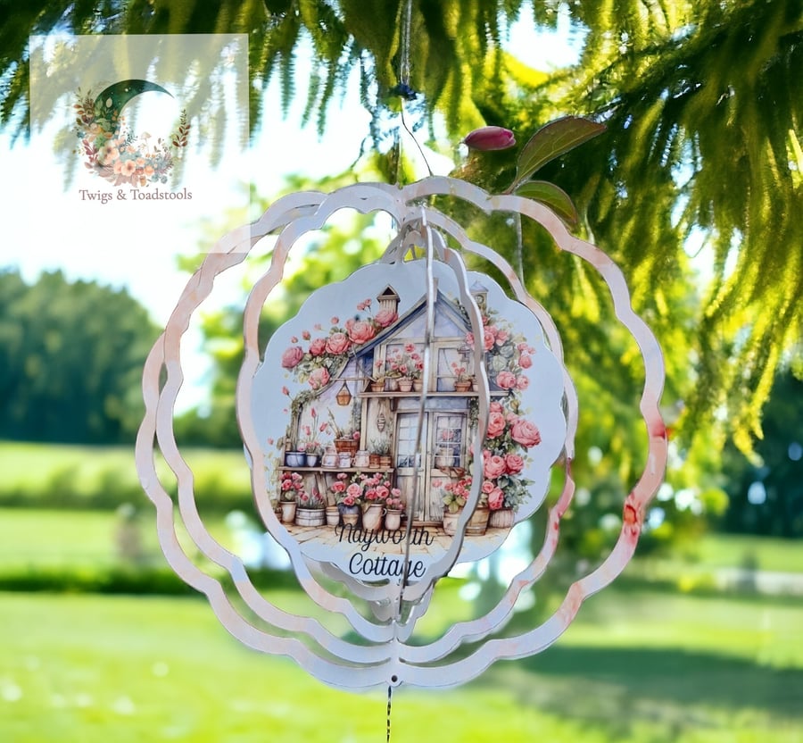 Personalised country cottage windspinner 