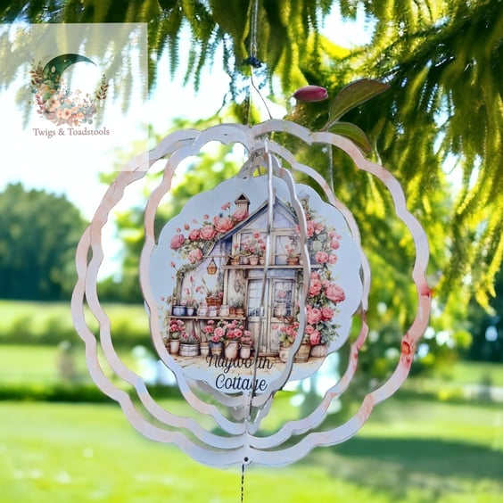 Personalised country cottage windspinner 