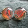 RESERVED Cufflinks - melted marbles - burnt orange