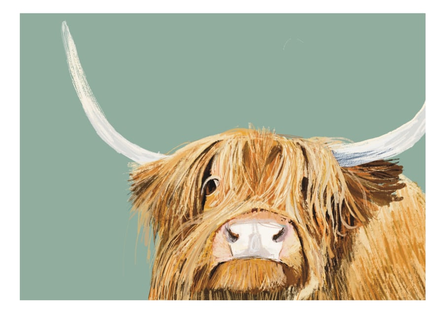 Highland Cow Art Print highland cow drawing illustration