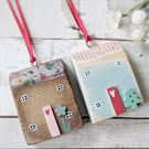 Set of 2 Wooden House Hanging Decorations
