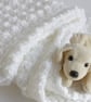 Large White Crochet Baby Blanket, Newborn Baby Blanket, Baby Boy Blanket,  - Image 5
