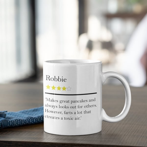 Star Rating Personalised Name Review Mug Name Description