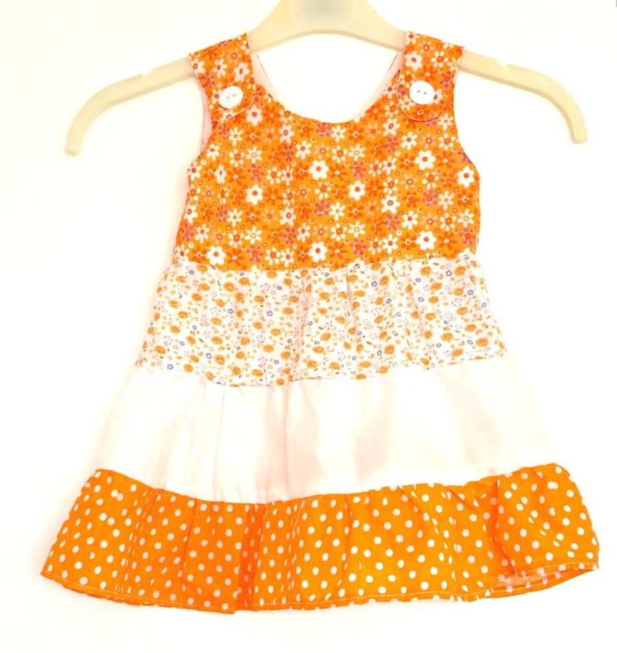 Orange colours todddlers tiered sundress 1 - 2 years