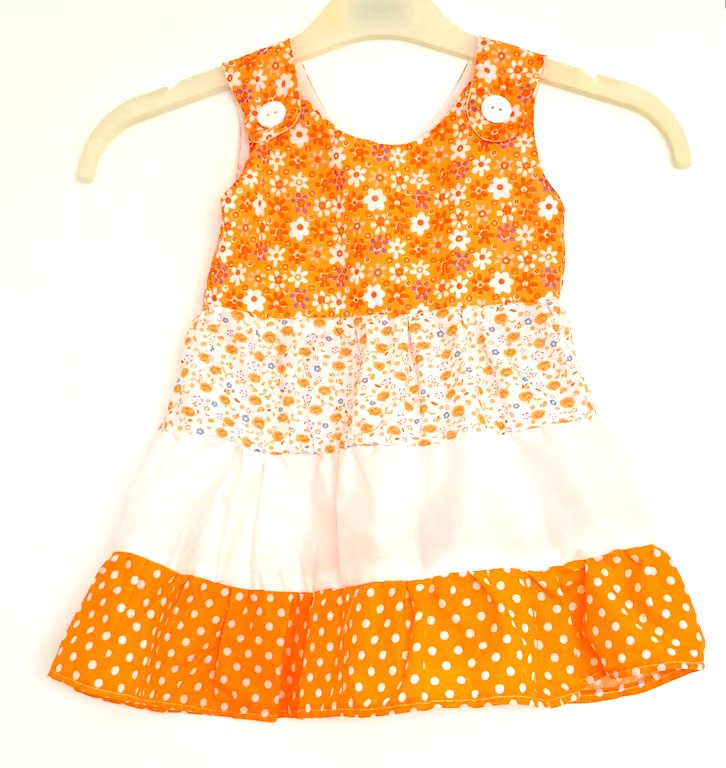 Orange colours todddlers tiered sundress 1 - 2 years