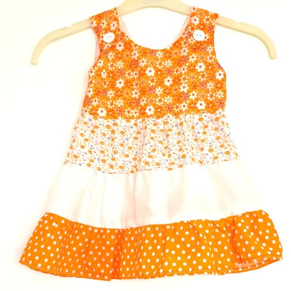 Orange colours todddlers tiered sundress 1 - 2 years