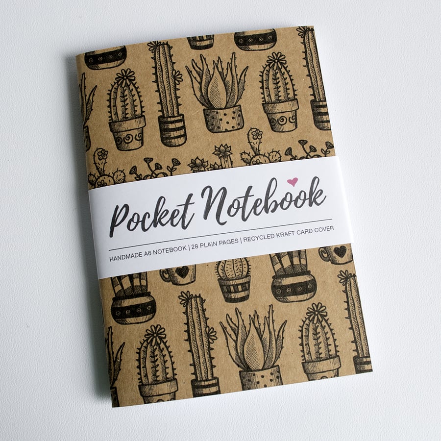 Cacti & Succulents - Handmade A6 Pocket Notebook