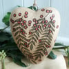 Pyrography wooden rowan heart decoration