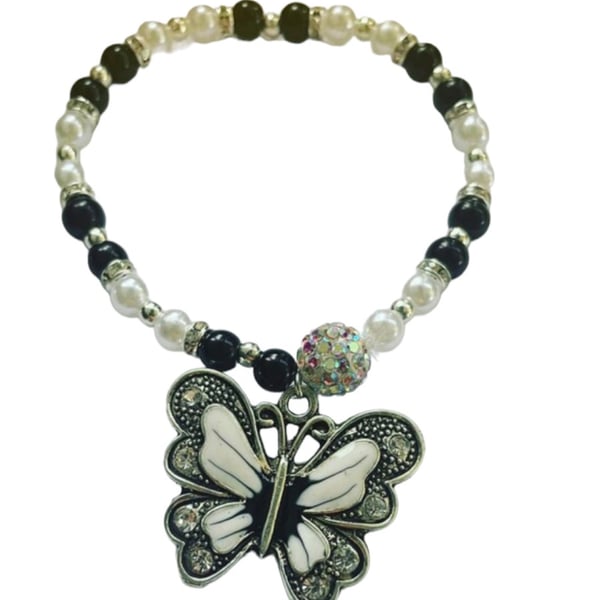 Butterfly bracelet ladies shamballa stretch beaded rhinestone butterfly charm  