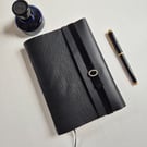Art Deco Leather Journal, Black and Gold, A5 Summer Seconds