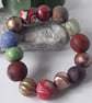 Handcrafted Multicoloured Swirl Polymer Clay Bracelet - Image 1