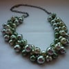 SHADES OF GREEN CLUSTER NECKLACE.  393