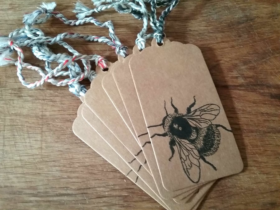 Set of 6 Bumble Bee Gift  Tags