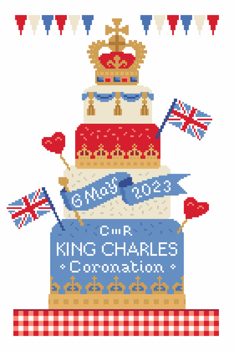 110B - Cross Stitch pattern to celebrate King Charles III Coronation Cake