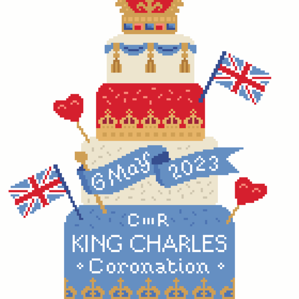 110B - Cross Stitch pattern to celebrate King Charles III Coronation Cake