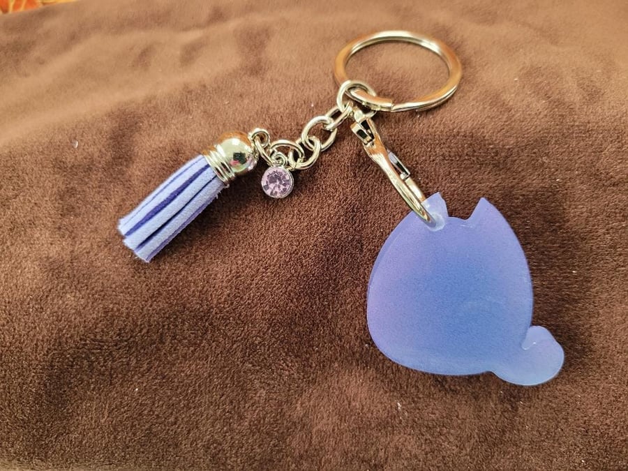 Lavender Resin Cat Keychain