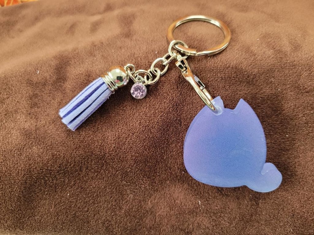 Lavender Resin Cat Keychain