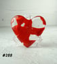 Red fused glass heart pocket hug with stand 5x4.5cm, handcrafted (288)