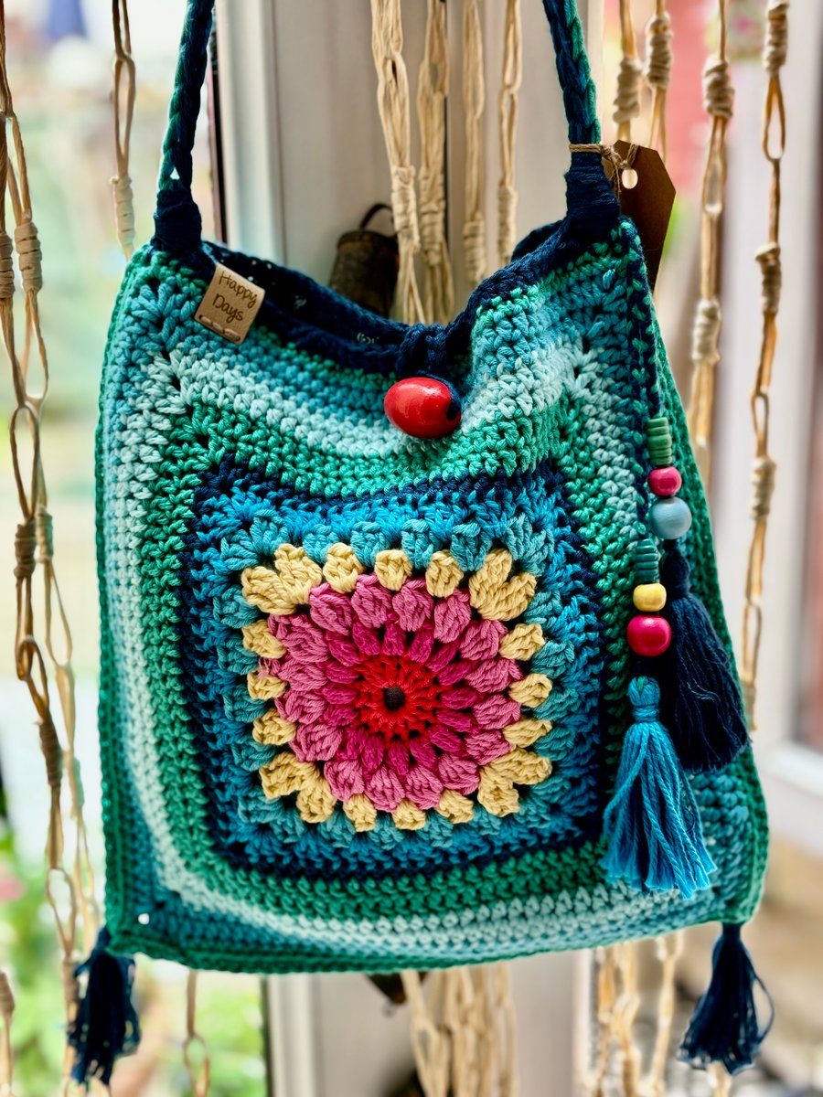 Crochet bag cross body, bright festival summer 