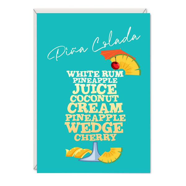 Pi a Colada Cocktail Birthday Card