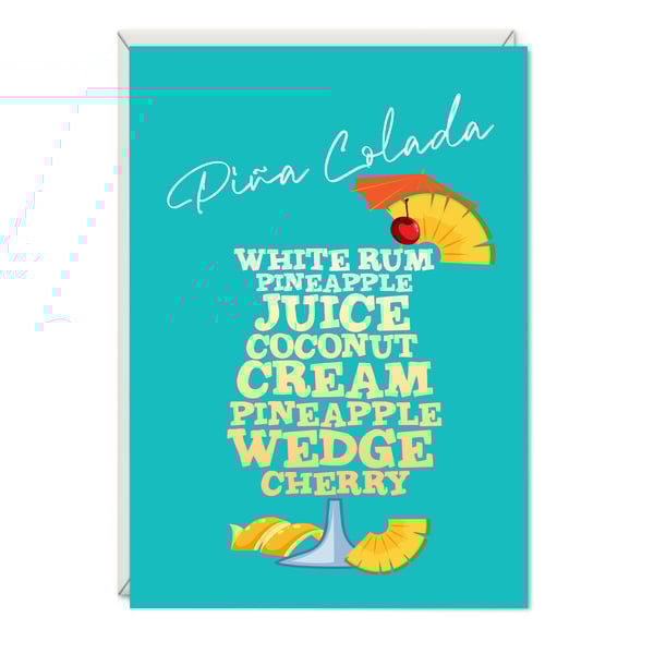 Pina Colada Cocktail Birthday Card