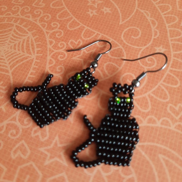 Cat Beadwork Earrings (1)
