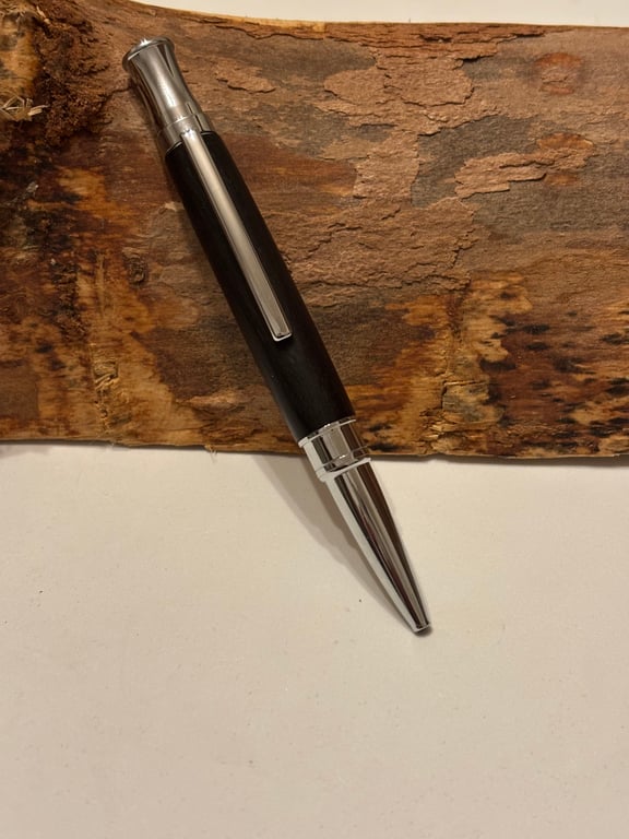 Handmade Ballpoint Pen in Ancient Bog Oak Wood 