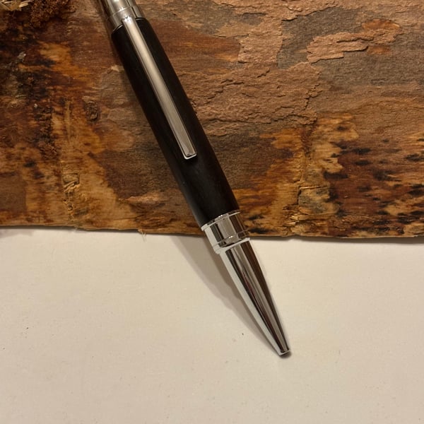 Handmade Ballpoint Pen in Ancient Bog Oak Wood 