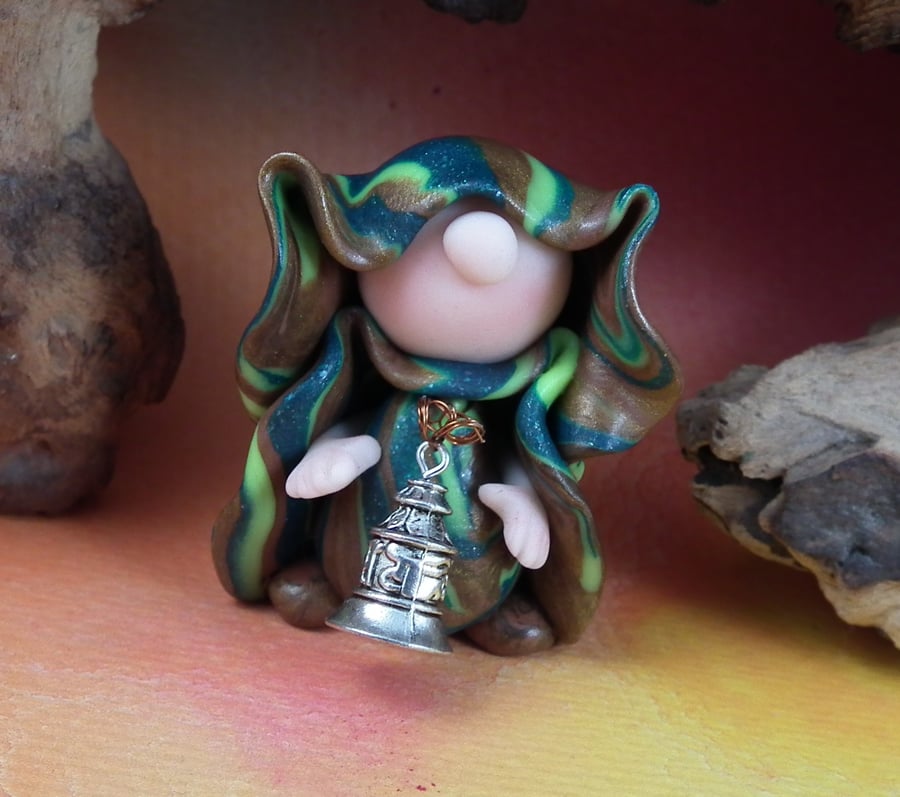 Little-Known-Gnome Master of Stealth 'Purdy' with silver bell OOAK Sculpt