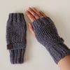 Fingerless Gloves in Purple Heather Aran Wool 