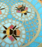 Three Bees Blue Mosaic Bird Bath - Image 5