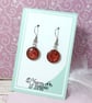 Deep red dangle earrings, lightweight circular drop earrings for women - Image 2