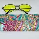 Glasses case, sunglasses case, cotton paisley 
