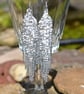 White & Silver Beadwork Tassel Earrings - Image 4