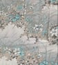 Large Piece Cottage Core Grey Blue Wildflower 70s 80s Retro Vintage Fabric