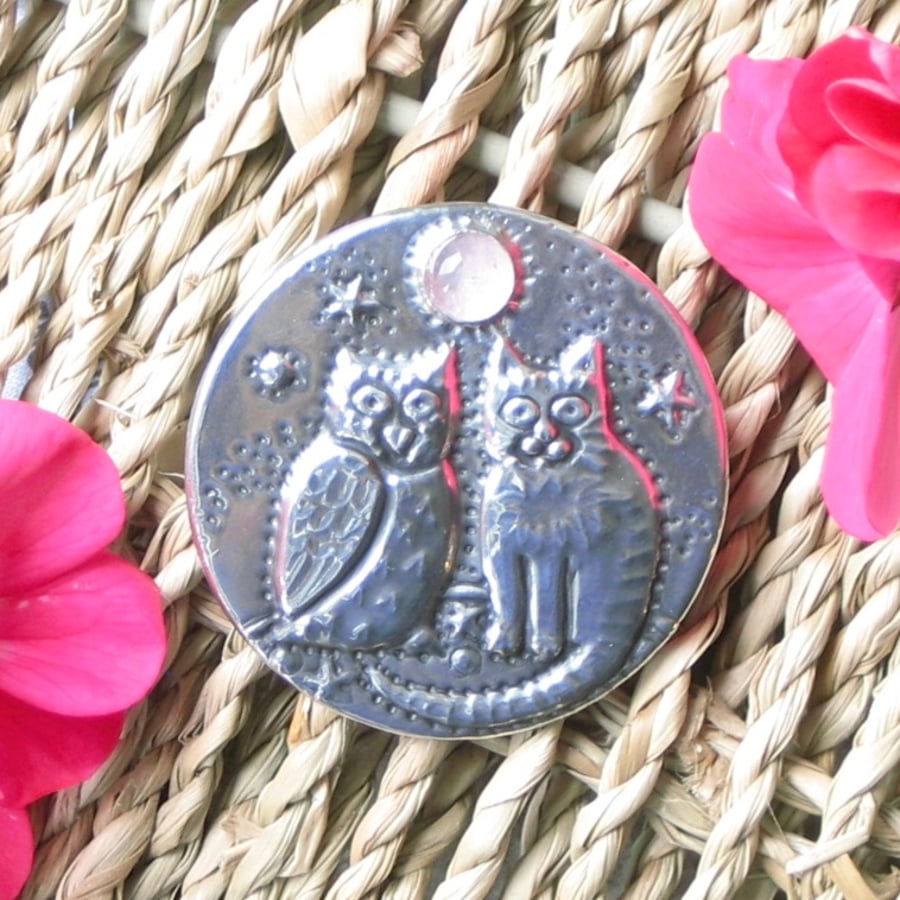 The Owl and the Pussycat Handmade Pewter Brooch
