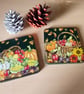 Autumn harvest handpainted wooden coaster's set of two.  