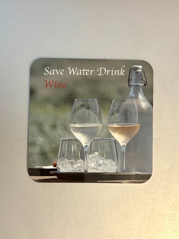 Save water, Drink Wine  9.5cm cork backed coaster 