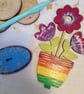 Hand painted Wooden rainbow flowers  - Image 2