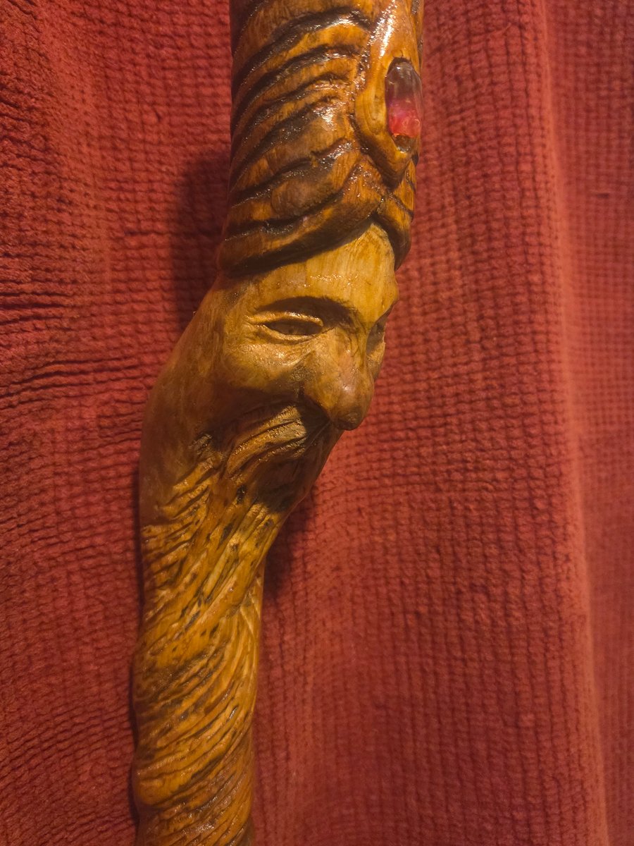 Hand-Carved Wood Spirit Staff