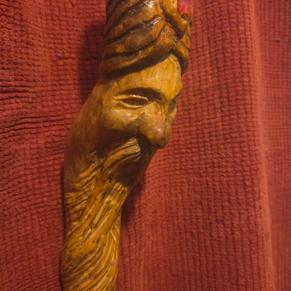 Hand-Carved Wood Spirit Staff