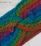 Ladies crochet rainbow twist ear warmer. Crochet ear warmer. Rainbow headband. - Image 2