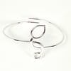Adjustable Sterling Silver Leaf Bangle Bracelet  (Free UK Delivery)