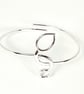 Adjustable Sterling Silver Leaf Bangle Bracelet - Image 1
