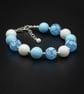 Venetian Murano glass sterling silver blue white bracelet