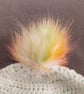 Matching ladies and baby green crocheted hats with detachable faux fur pompoms  - Image 3